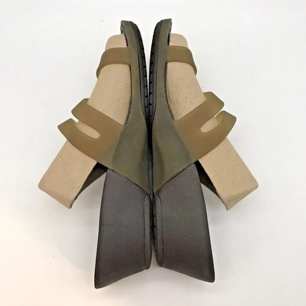 Crocs Kadee II Translucent Green Wedge Heels Women's 9 Strappy Sandals